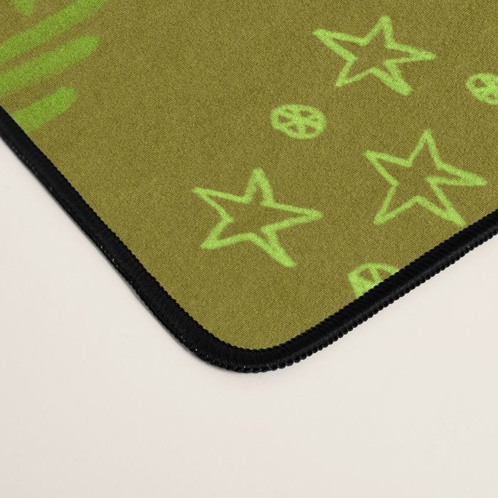 Whimsical Tiny Toys & Pine Branches in Green Desk Mat Gallery Image 4