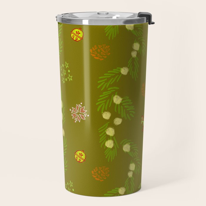 Whimsical Tiny Toys & Pine Branches in Green Travel Mug Gallery Image 2
