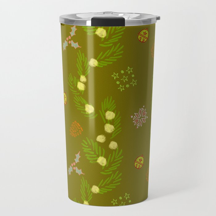 Whimsical Tiny Toys & Pine Branches in Green Travel Mug Gallery Image 1