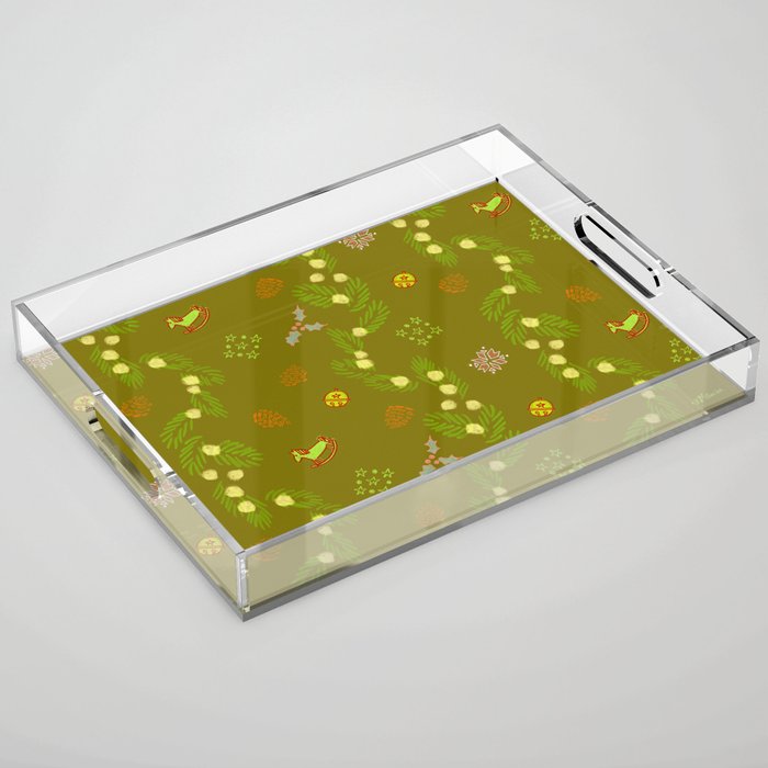 Whimsical Tiny Toys & Pine Branches in Green Acrylic Tray Gallery Image 1
