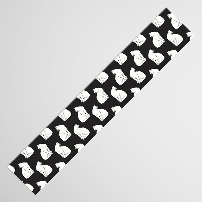 White Cat On Black Table Runner Gallery Image 3
