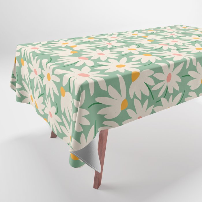 Spring daisies - green Tablecloth Gallery Image 1