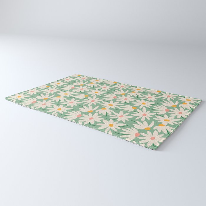 Spring daisies - green Rug Gallery Image 3