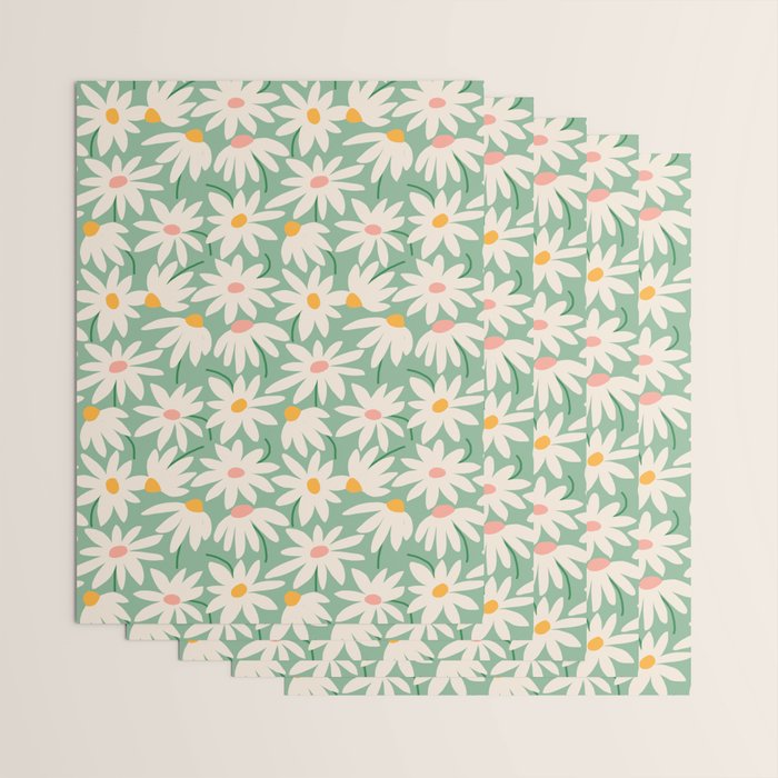Spring daisies - green Wrapping Paper Gallery Image 3