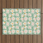 Spring daisies - green Outdoor Rug Gallery Image 1