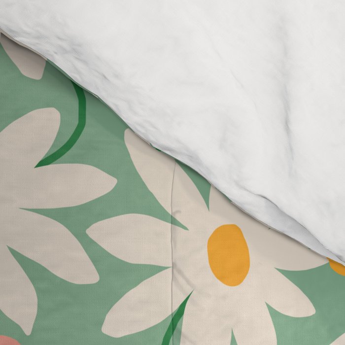 Spring daisies - green Comforter Gallery Image 4