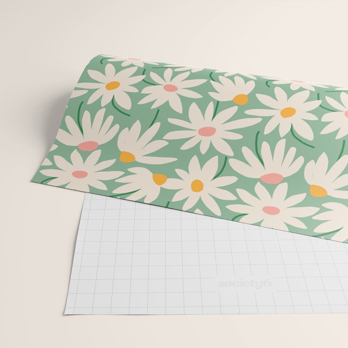 Spring daisies - green Wrapping Paper Gallery Image 2