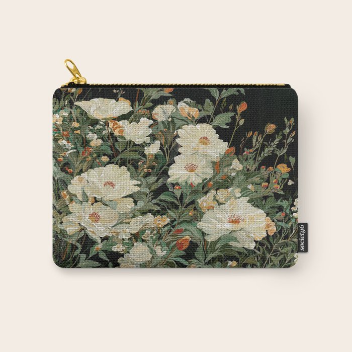 William Morris sage green Autumn Floral Print Art Nouveau maximalist wall art fall Flower Poster Carry All Pouch Gallery Image 1