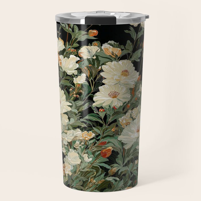 William Morris sage green Autumn Floral Print Art Nouveau maximalist wall art fall Flower Poster Travel Mug Gallery Image 1