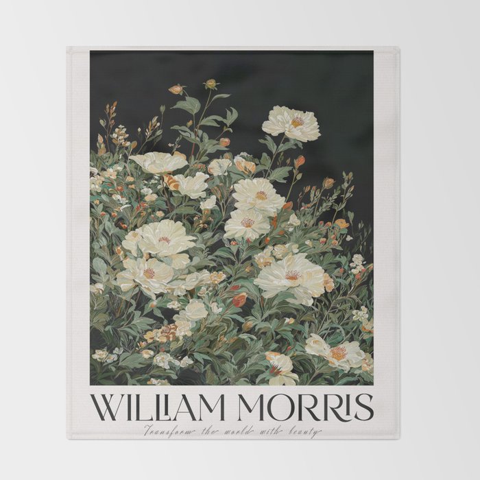 William Morris sage green Autumn Floral Print Art Nouveau maximalist wall art fall Flower Poster Throw Blanket Gallery Image 2