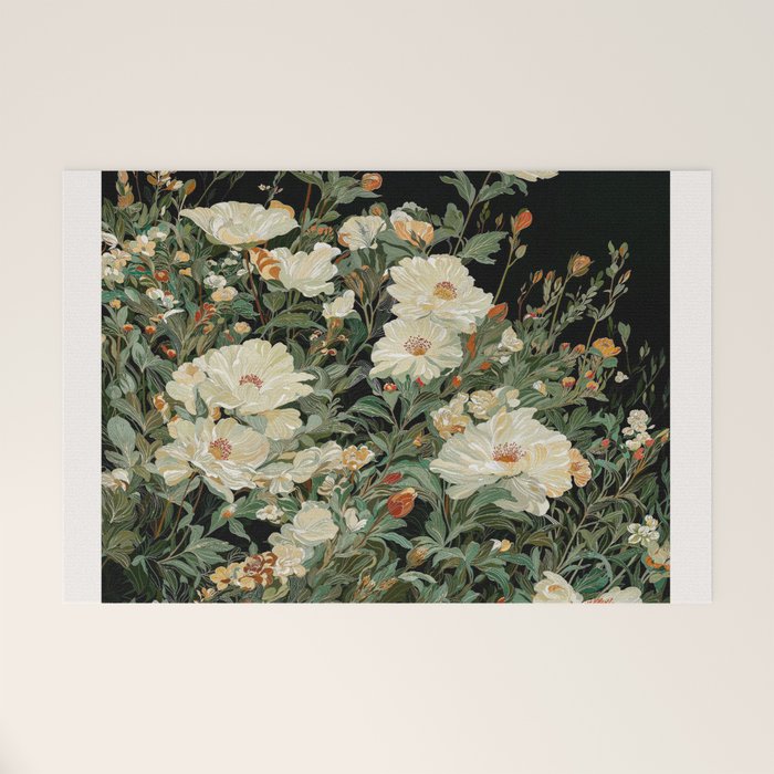 William Morris sage green Autumn Floral Print Art Nouveau maximalist wall art fall Flower Poster Welcome Mat Gallery Image 1