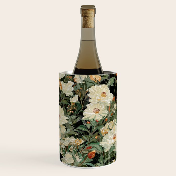William Morris sage green Autumn Floral Print Art Nouveau maximalist wall art fall Flower Poster Wine Chiller Gallery Image 1