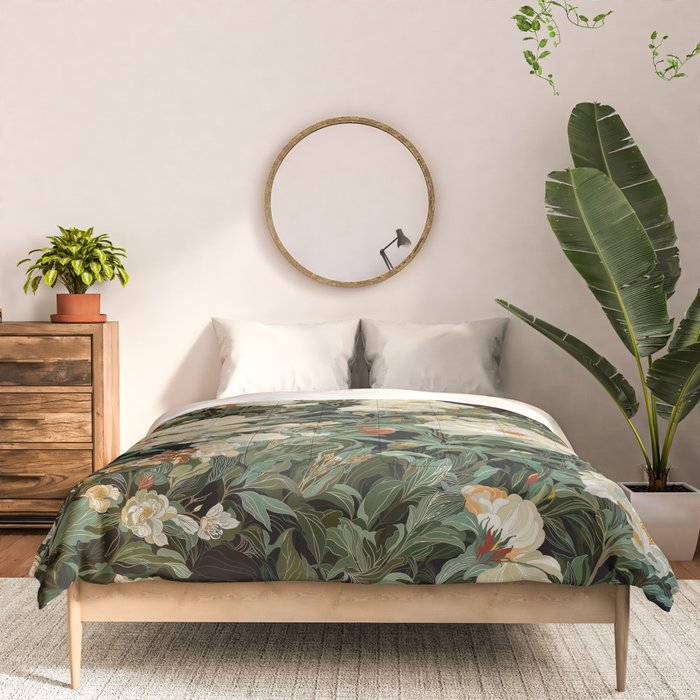 William Morris sage green Autumn Floral Print Art Nouveau maximalist wall art fall Flower Poster Comforter Gallery Image 3