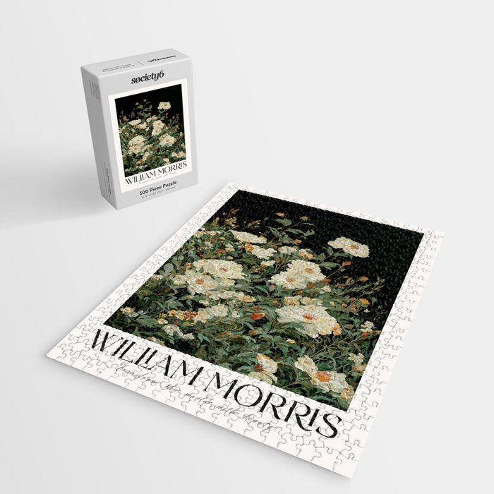 William Morris sage green Autumn Floral Print Art Nouveau maximalist wall art fall Flower Poster Jigsaw Puzzle Gallery Image 2