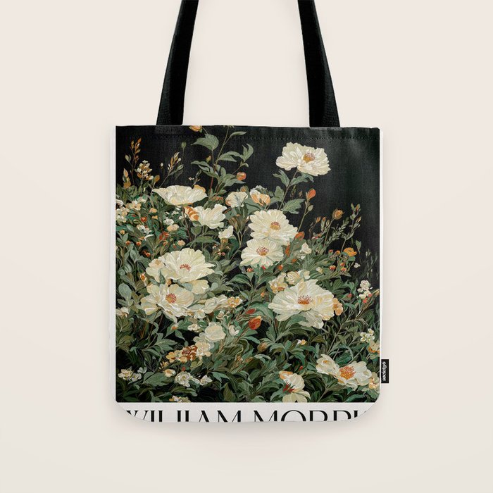 William Morris sage green Autumn Floral Print Art Nouveau maximalist wall art fall Flower Poster Tote Bag Gallery Image 1