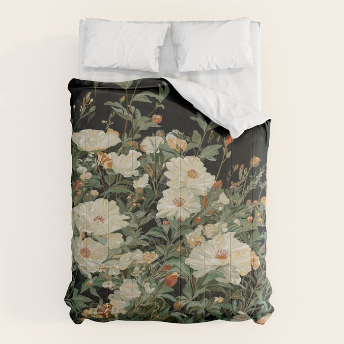 William Morris sage green Autumn Floral Print Art Nouveau maximalist wall art fall Flower Poster Comforter Gallery Image 6