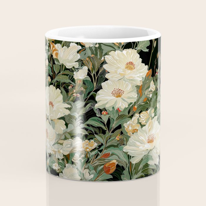 William Morris sage green Autumn Floral Print Art Nouveau maximalist wall art fall Flower Poster Coffee Mug Gallery Image 4