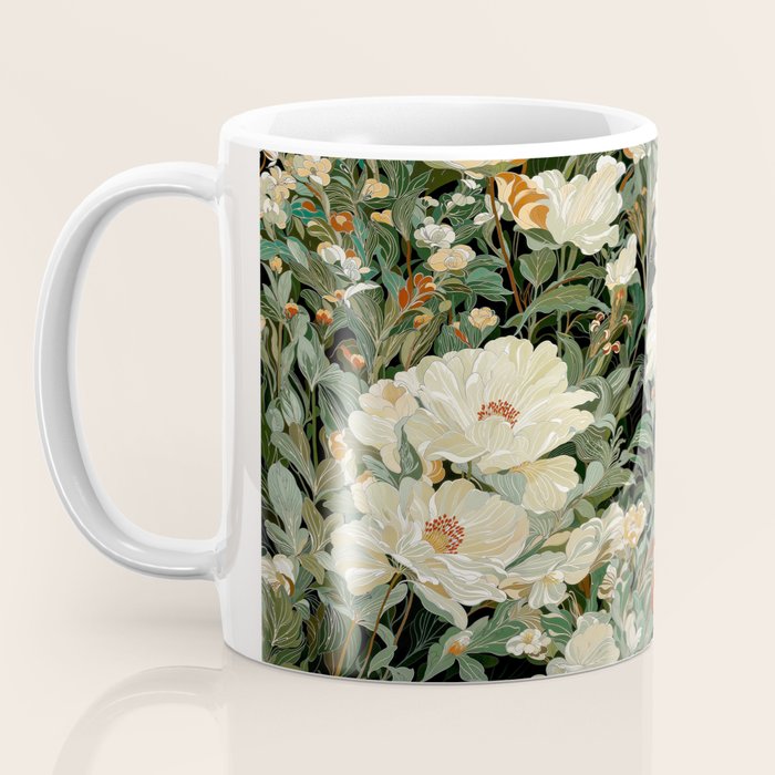William Morris sage green Autumn Floral Print Art Nouveau maximalist wall art fall Flower Poster Coffee Mug Gallery Image 3