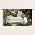 William Morris sage green Autumn Floral Print Art Nouveau maximalist wall art fall Flower Poster Desk Mat Gallery Image 1