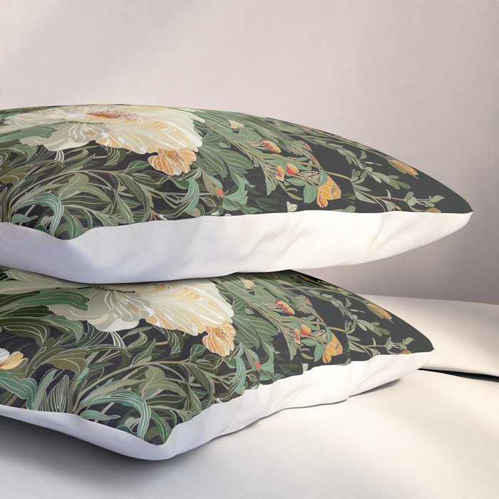 William Morris sage green Autumn Floral Print Art Nouveau maximalist wall art fall Flower Poster Pillow Sham Gallery Image 3