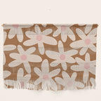 Daisy Time Retro Floral Pattern in Chocolate Brown and Blush Wall Hanging Gallery Image 1