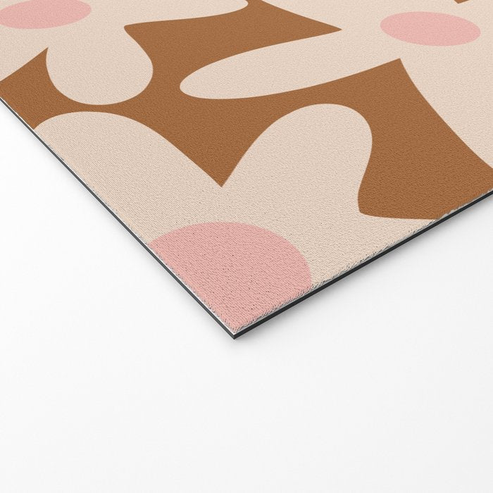 Daisy Time Retro Floral Pattern in Chocolate Brown and Blush Welcome Mat Gallery Image 2