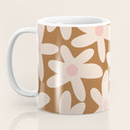 Daisy Time Retro Floral Pattern in Chocolate Brown and Blush Coffee Mug Gallery Image 3