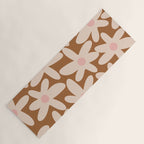 Daisy Time Retro Floral Pattern in Chocolate Brown and Blush Yoga Mat Gallery Image 1