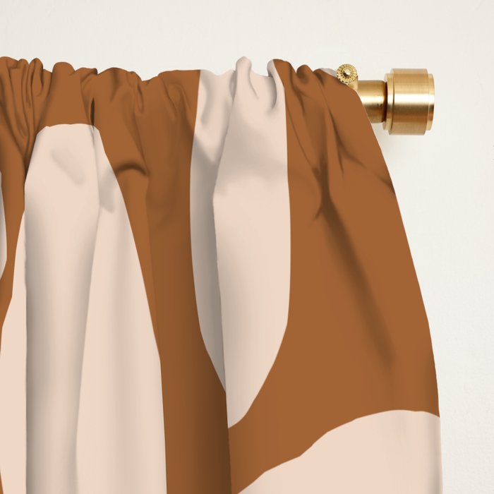 Daisy Time Retro Floral Pattern in Chocolate Brown and Blush Window Curtain Gallery Image 2