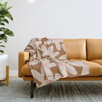 Daisy Time Retro Floral Pattern in Chocolate Brown and Blush Throw Blanket Gallery Image 1