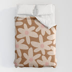 Daisy Time Retro Floral Pattern in Chocolate Brown and Blush Comforter Gallery Image 6