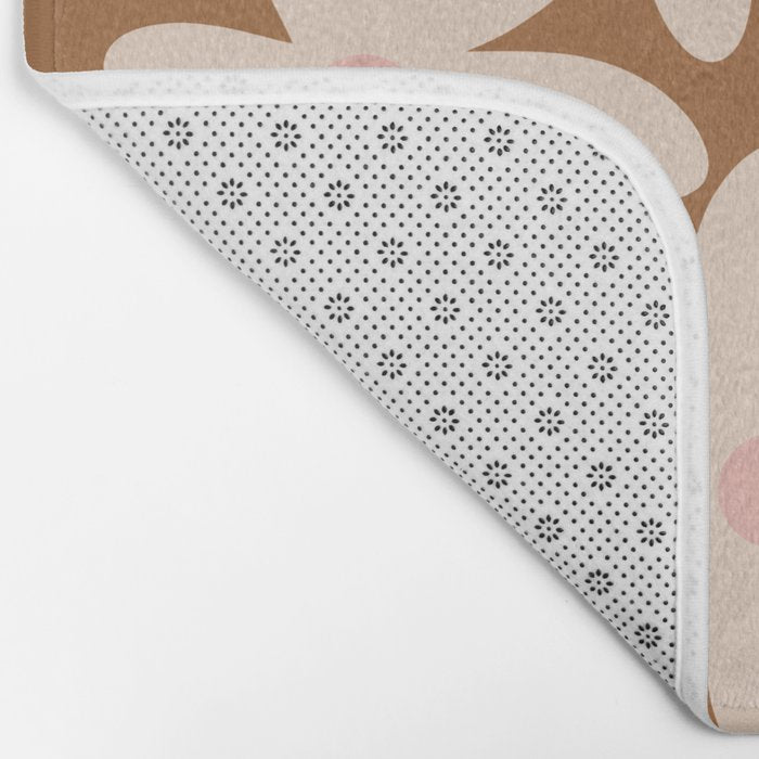 Daisy Time Retro Floral Pattern in Chocolate Brown and Blush Bath Mat Gallery Image 2