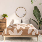 Daisy Time Retro Floral Pattern in Chocolate Brown and Blush Comforter Gallery Image 3