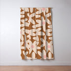Daisy Time Retro Floral Pattern in Chocolate Brown and Blush Window Curtain Gallery Image 3