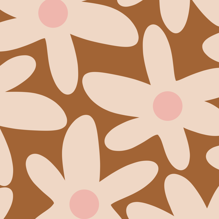 Daisy Time Retro Floral Pattern in Chocolate Brown and Blush Coffee Mug Gallery Image 2