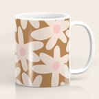 Daisy Time Retro Floral Pattern in Chocolate Brown and Blush Coffee Mug Gallery Image 1