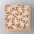 Daisy Time Retro Floral Pattern in Chocolate Brown and Blush Mini Art Print Gallery Image 1