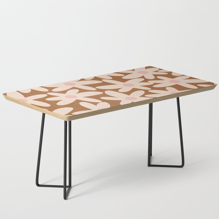 Daisy Time Retro Floral Pattern in Chocolate Brown and Blush Coffee Table Gallery Image 1