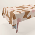 Daisy Time Retro Floral Pattern in Chocolate Brown and Blush Tablecloth Gallery Image 1
