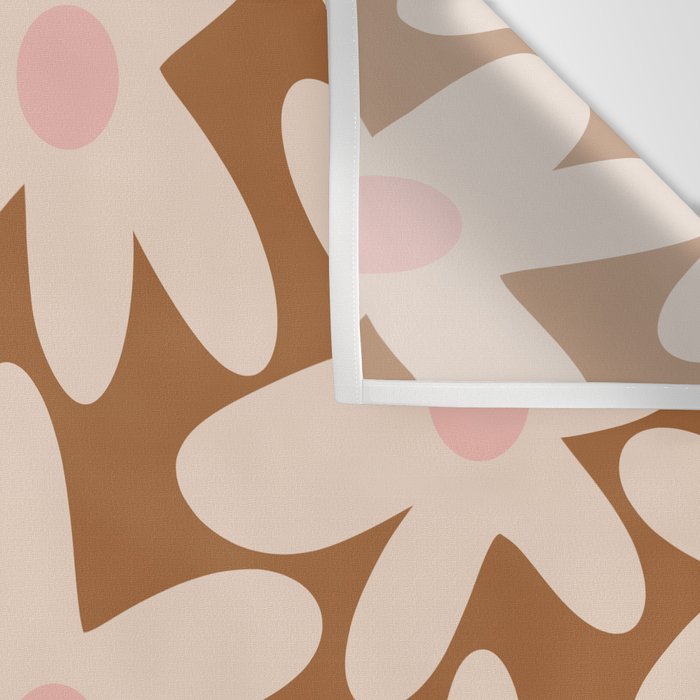 Daisy Time Retro Floral Pattern in Chocolate Brown and Blush Wall Tapestry Gallery Image 3