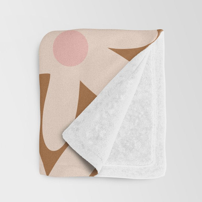 Daisy Time Retro Floral Pattern in Chocolate Brown and Blush Throw Blanket Gallery Image 3