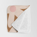 Daisy Time Retro Floral Pattern in Chocolate Brown and Blush Throw Blanket Gallery Image 3