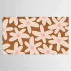 Daisy Time Retro Floral Pattern in Chocolate Brown and Blush Tablecloth Gallery Image 2