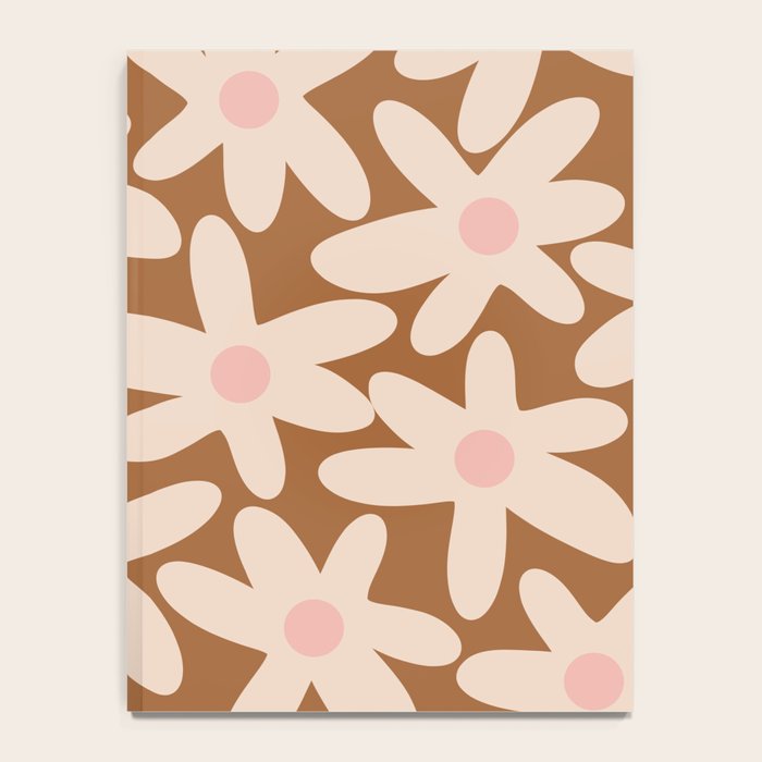 Daisy Time Retro Floral Pattern in Chocolate Brown and Blush Notebook Gallery Image 4