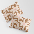 Daisy Time Retro Floral Pattern in Chocolate Brown and Blush Pillow Sham Gallery Image 3