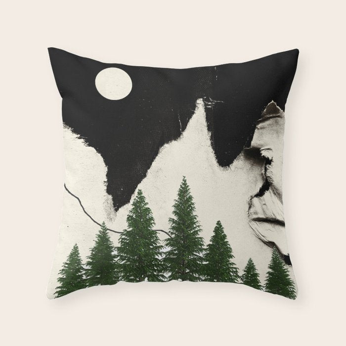 minimal collage/ Forest Throw Pillow Gallery Image 6