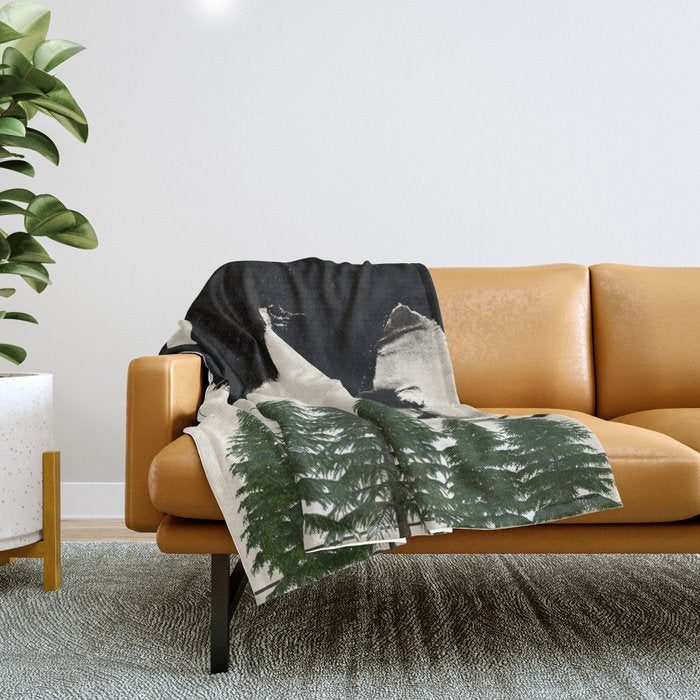 minimal collage/ Forest Throw Blanket Gallery Image 1