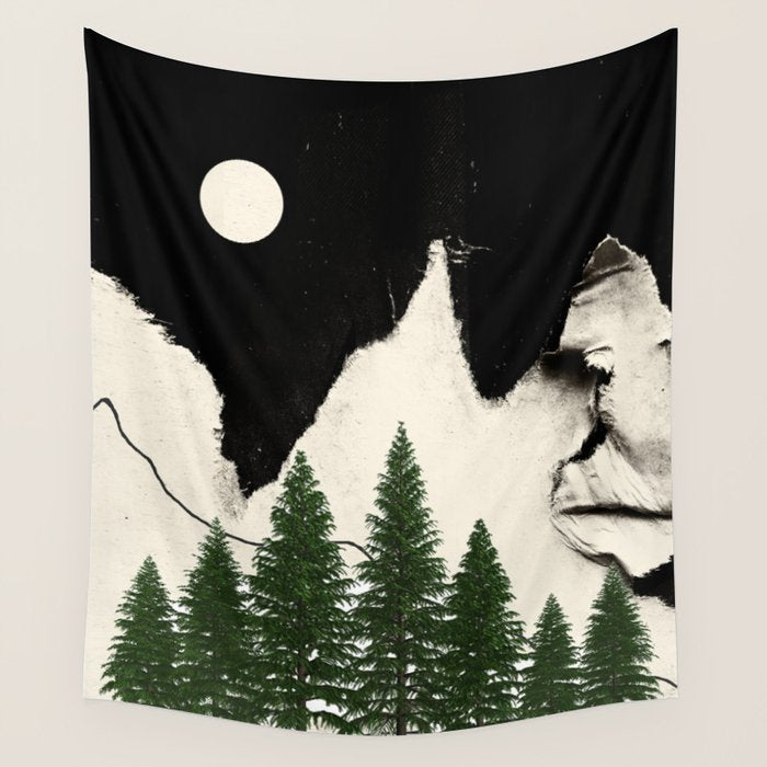 minimal collage/ Forest Wall Tapestry Gallery Image 1