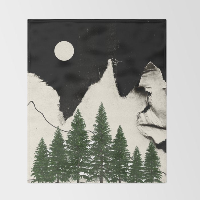 minimal collage/ Forest Throw Blanket Gallery Image 2