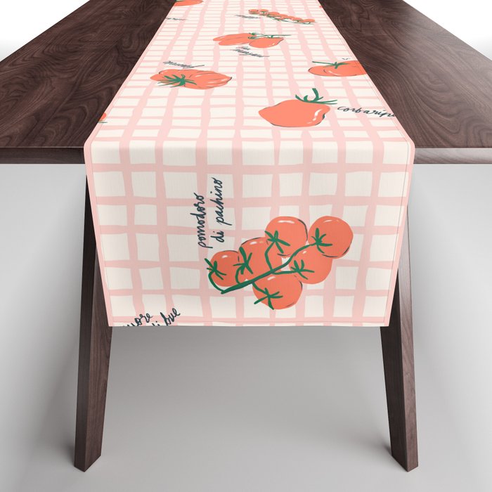 Italian Tomatoes on Gingham Table Runner Gallery Image 1